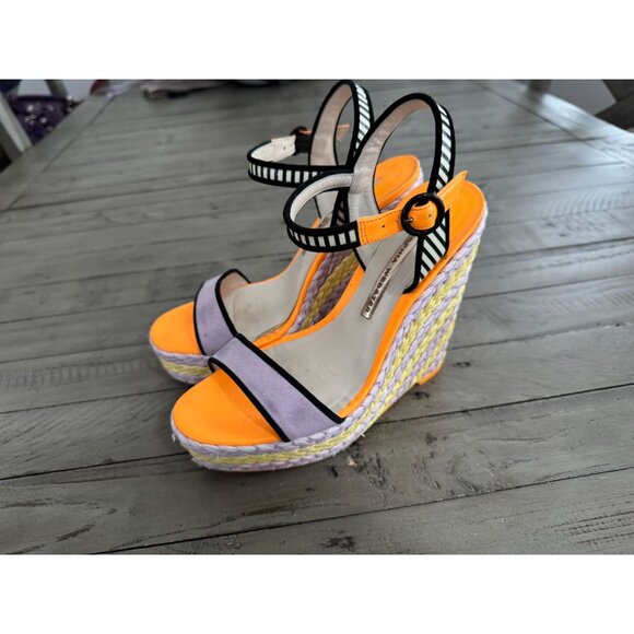 Sophia Webster Multicolor Suede Patent Leather Espadrille Wedges Size 38 - Picture 6 of 15